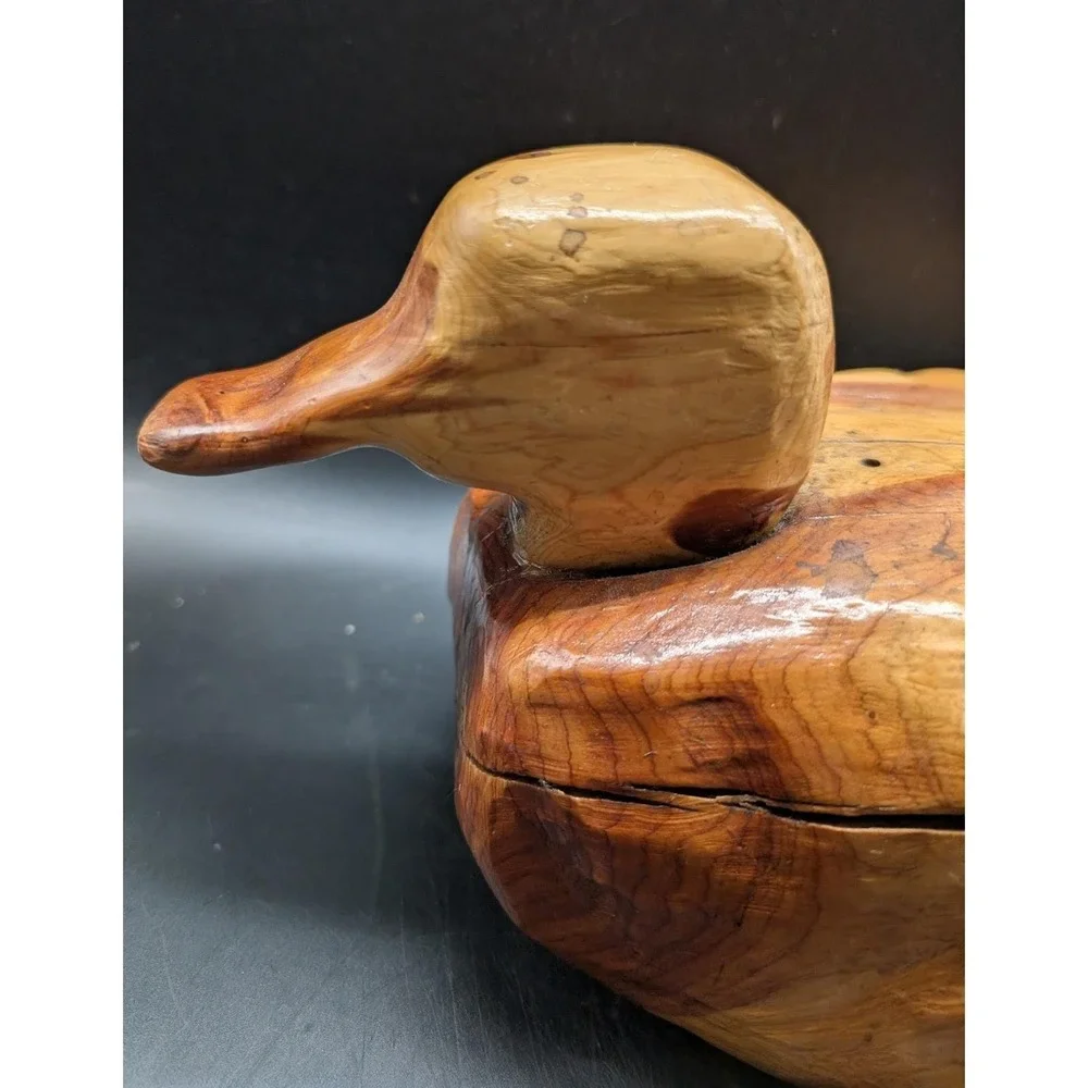 Vintage Hand Carved Cedar Wood Duck Decoy‎ Rustic Primitive Folk Art Lodge Decor